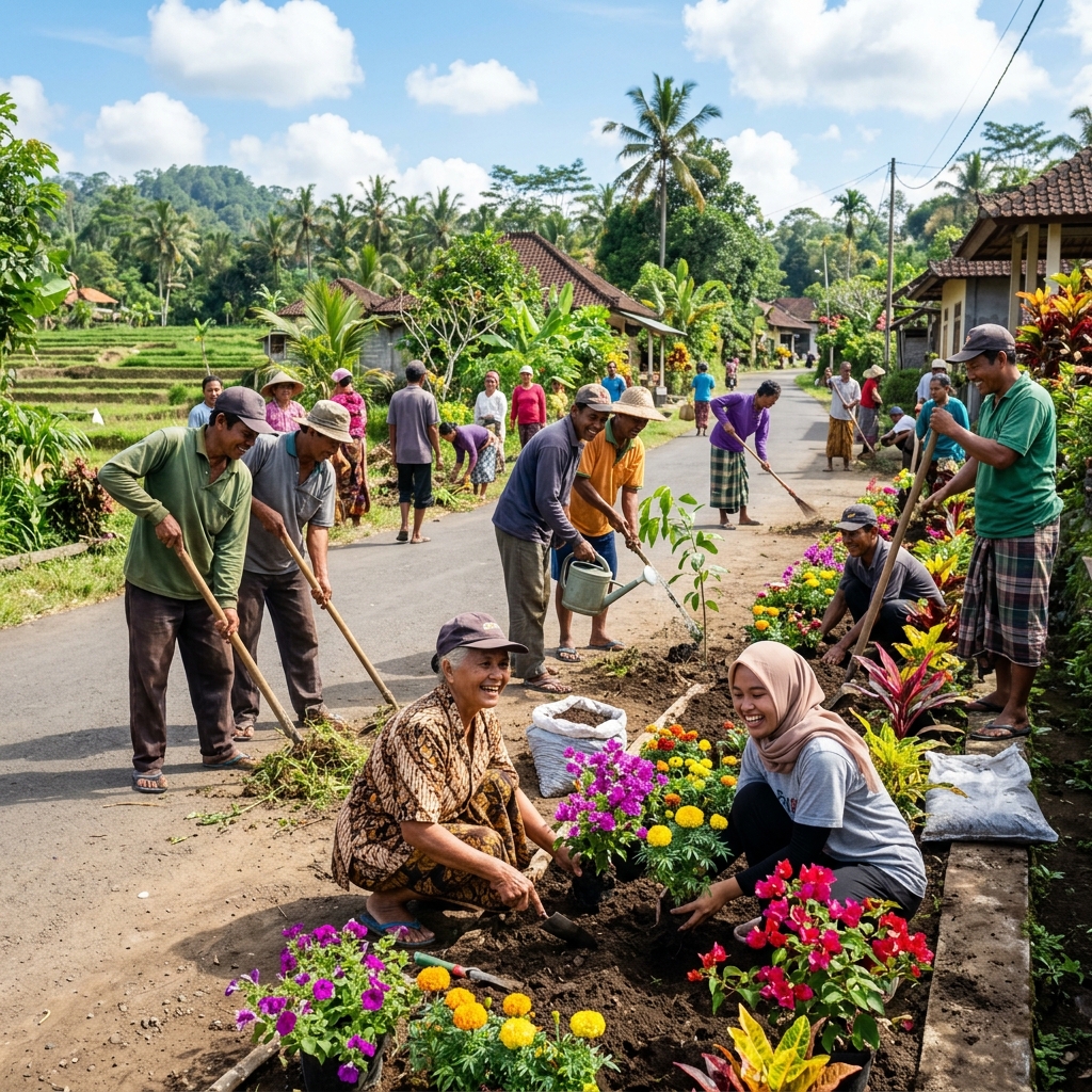 Kegiatan Gotong Royong Kerja Bakti Kebersihan Lingkungan Desa